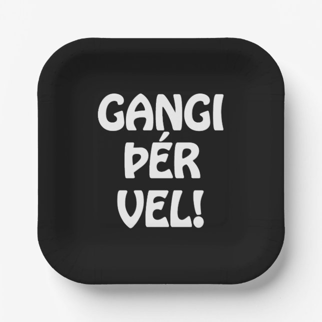 GANGI ÞÉR VEL! GOOD LUCK! Icelandic Language Paper Plate (Front)