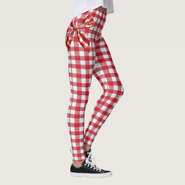 Gangnam Style Plaid Leggings with Cute Bow Detail (Right)