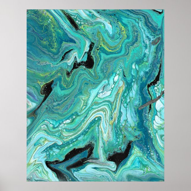 Gangs Back 1 Soothing Blue Green Abstract Poster  (Front)