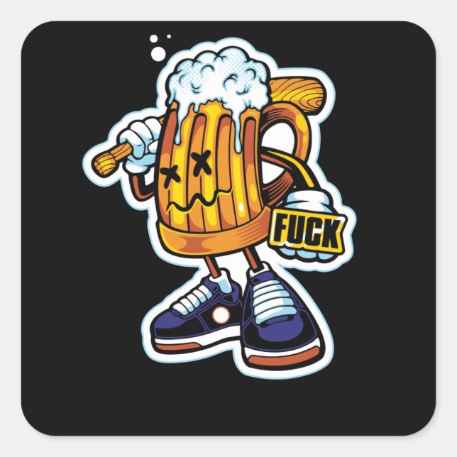 Gangsta Beer Square Sticker (Front)