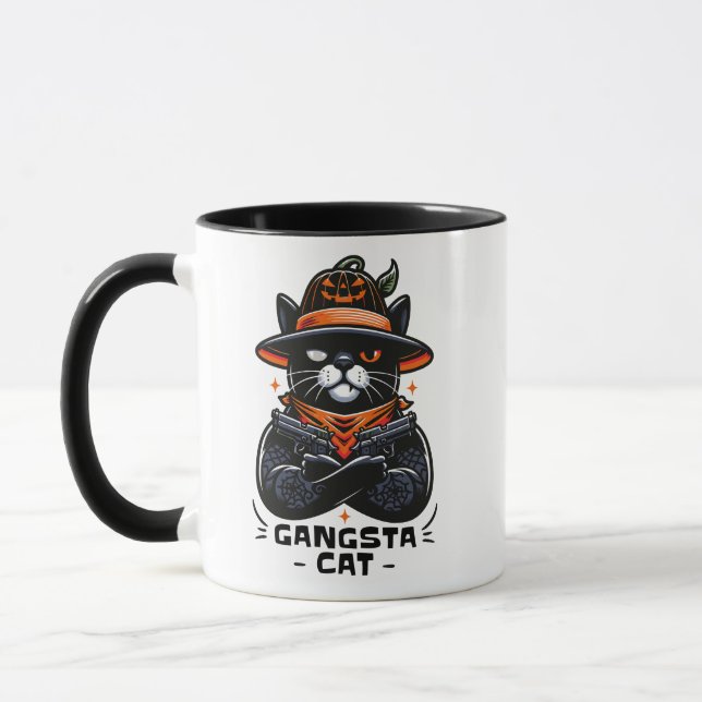 GANGSTA CAT HALLOWEEN  MUG (Left)