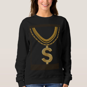 Gangsta Gold Dollar Chain Hiphop Rap Sweatshirt