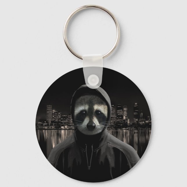 Gangsta raccoon keychain (Front)