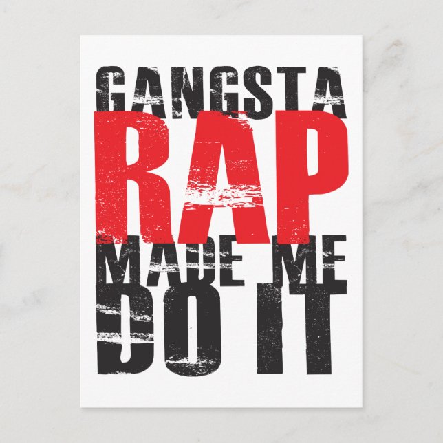 Gangsta Rap Made Me Do It - Black Postcard (Front)