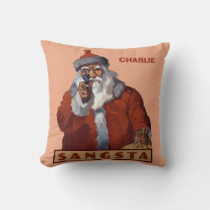 Gangsta Santa custom monogram Christmas pillow