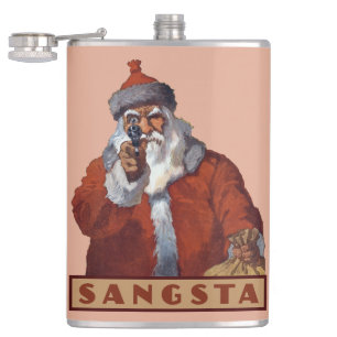 Gangsta Santa custom monogram flask