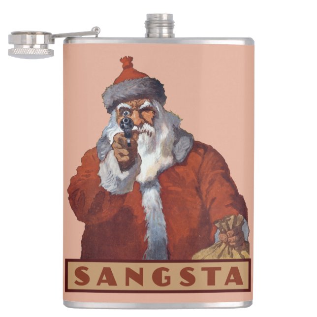 Gangsta Santa custom monogram flask (Opened)