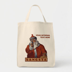 Gangsta Santa custom tote bags