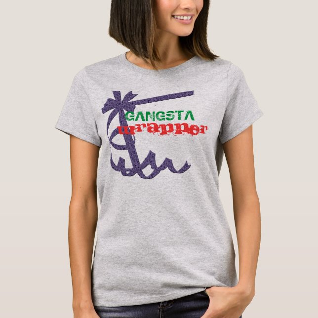 Gangsta w-rap play on wrapper rapper funny tshirt (Front)