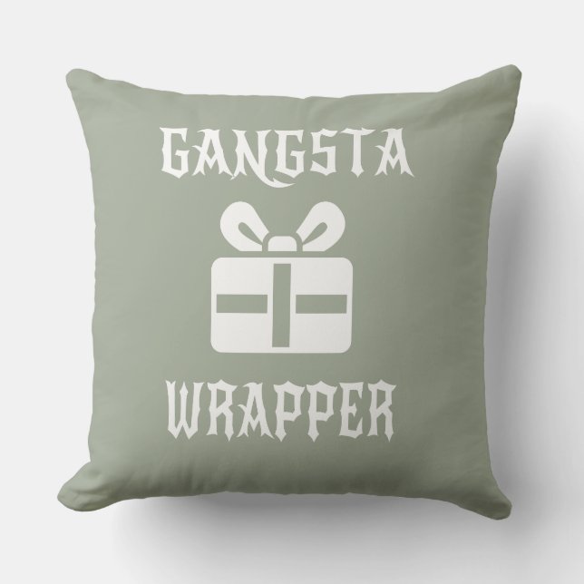 Gangsta Wrapper Christmas Funny Gift Throw Pillow (Front)