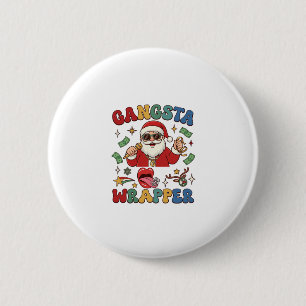 Gangsta Wrapper Christmas Santa Microphone Money 2 Inch Round Button