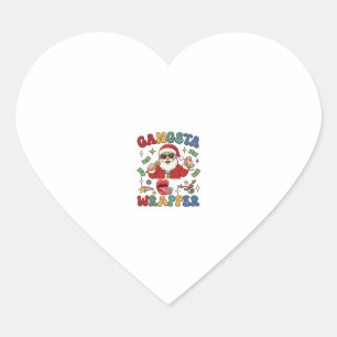 Gangsta Wrapper Christmas Santa Microphone Money Heart Sticker