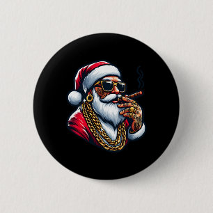 Gangsta Wrapper Funny Cool Santa Gangster Pajama C 2 Inch Round Button