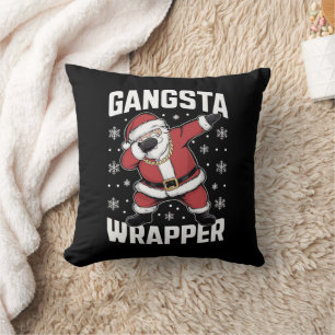 Gangsta Wrapper Funny Dabbing Santa Christmas Throw Pillow