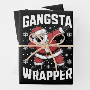 Gangsta Wrapper Funny Dabbing Santa Christmas Wrapping Paper Sheet
