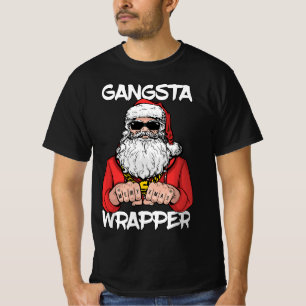 Gangsta Wrapper  Funny Santa Christmas  T-Shirt