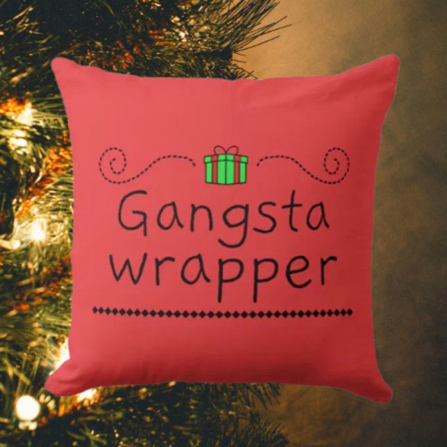 Gangsta Wrapper Holiday Throw Pillow (Creator Uploaded)