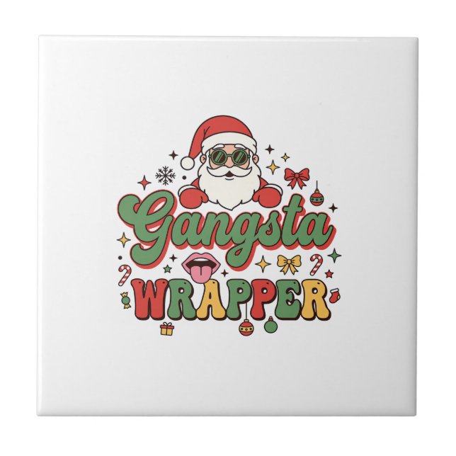 Gangsta Wrapper Santa Christmas Tile (Front)
