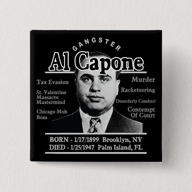 Gangster Al Capone 2 Inch Square Button (Front)