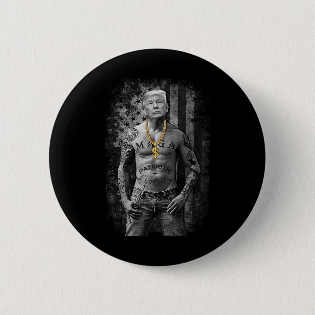 Gangster Anti Liberal Pro Trump Republican Premium 2 Inch Round Button (Front)