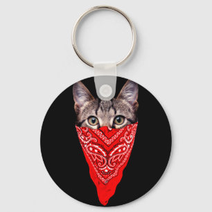Gangster cat hood keychain