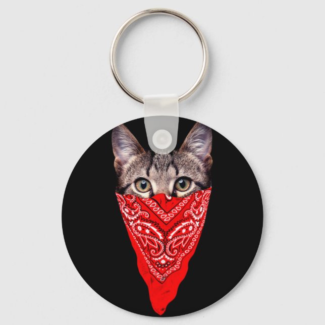 Gangster cat hood keychain (Front)