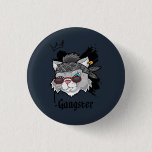 Gangster Cat Street Portrait 1 Inch Round Button