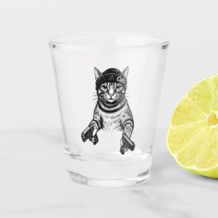 Gangster Cat Tattoo Art Cool Streetwear Kitty Shot Glass