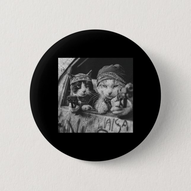 Gangster Cats Street Funny 2 Inch Round Button (Front)