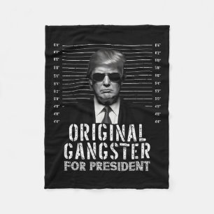 Gangster For President Donald Trump Mugshot  Fleece Blanket