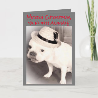 Gangster French Bulldog Filthy Animal Christmas Card