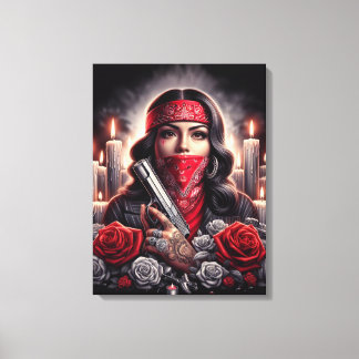Gangster Girl Hip Hop chicano art graphic Canvas Print