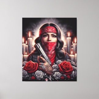 Gangster Girl Hip Hop chicano art graphic Canvas Print
