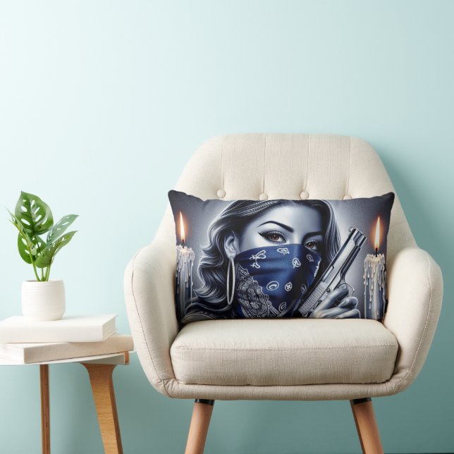Gangster Girl Hip Hop chicano art Throw Pillow (Chair)