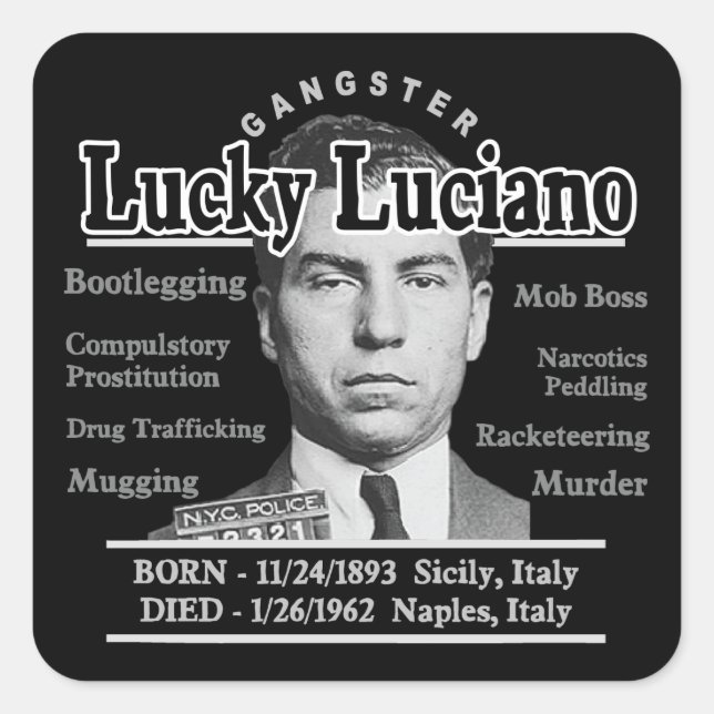 Gangster Lucky Luciano Square Sticker (Front)