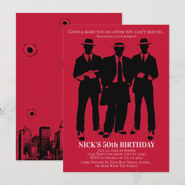 Gangster Party Invitations (Front/Back)