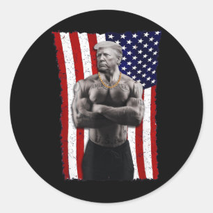 Gangster Pro Donald Trump Tattoo Republican Americ Classic Round Sticker