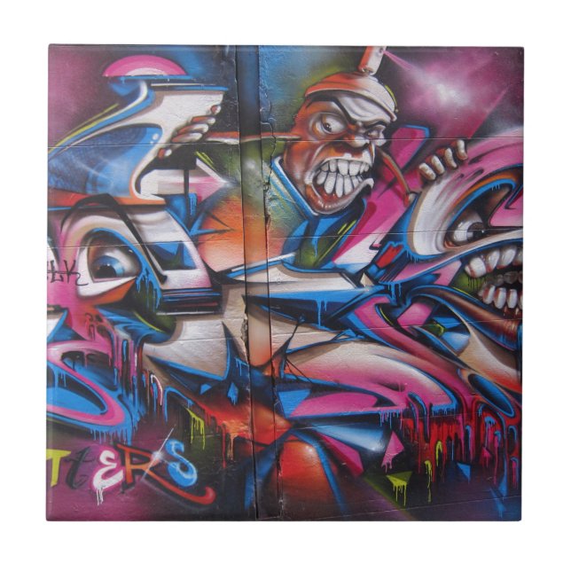 Gangster rapper urban graffiti street art tile (Front)