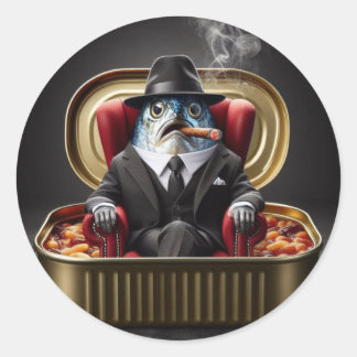 Gangster Sardine Don Fish Mobster Godfather Mood Classic Round Sticker