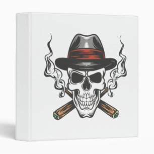Gangster skull with fedora hat binder