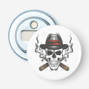 Gangster skull with fedora hat bottle opener