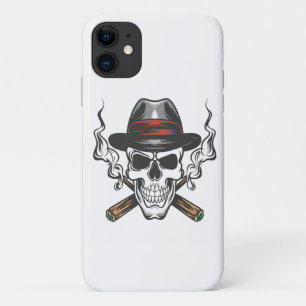 Gangster skull with fedora hat iPhone 11 case