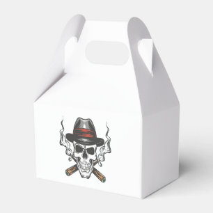 Gangster skull with fedora hat favor box