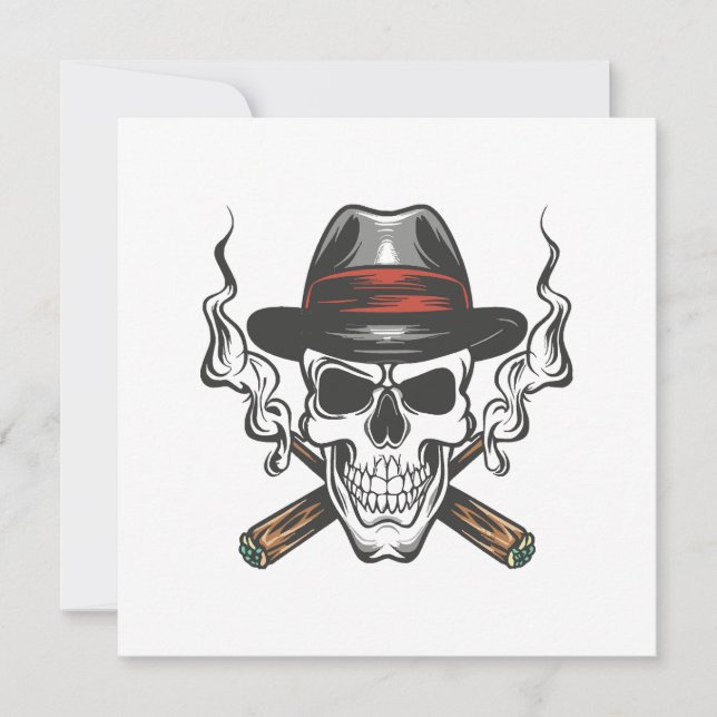 Gangster skull with fedora hat invitation (Front)