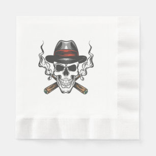 Gangster skull with fedora hat napkin