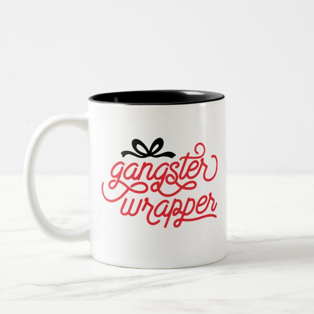 Gangster Wrapper Christmas Two-Tone Coffee Mug (Left)