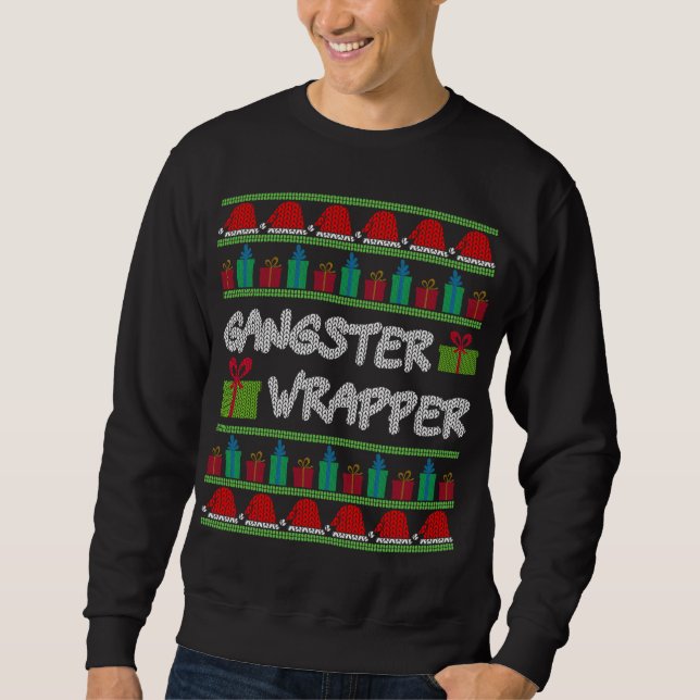 Gangster Wrapper laide de Noël Sweat Funny Pun (Devant)