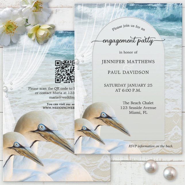 Gannet Beach QR Code Engagement Party Invitation (Creator Uploaded)