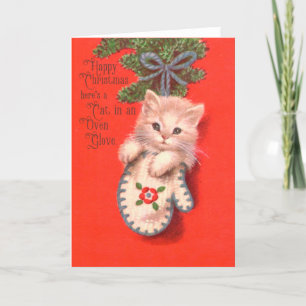 Gant au four de chat - drôle de carte de Noël vint