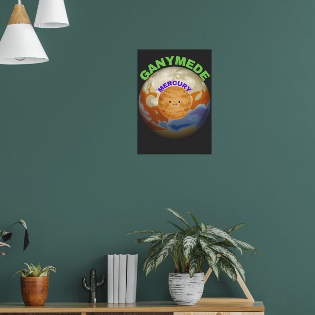 Ganymede vs Mercury Poster | Space Size Comparison (Salon 1)